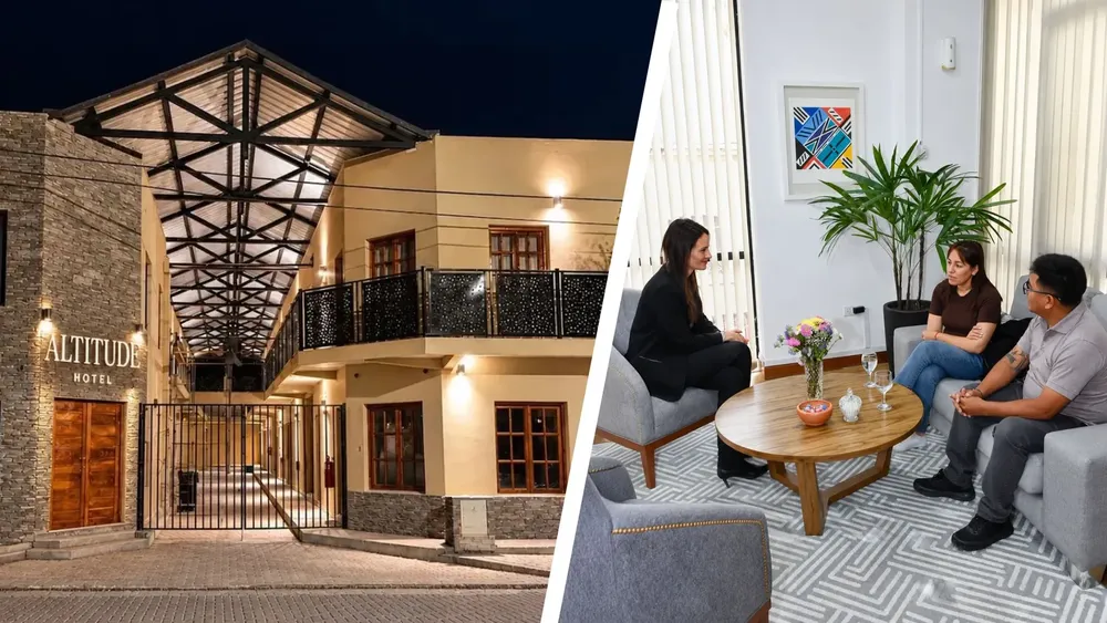 La ministra de Turismo, Manuela Arancibia, se reunió con los dueños del hotel.