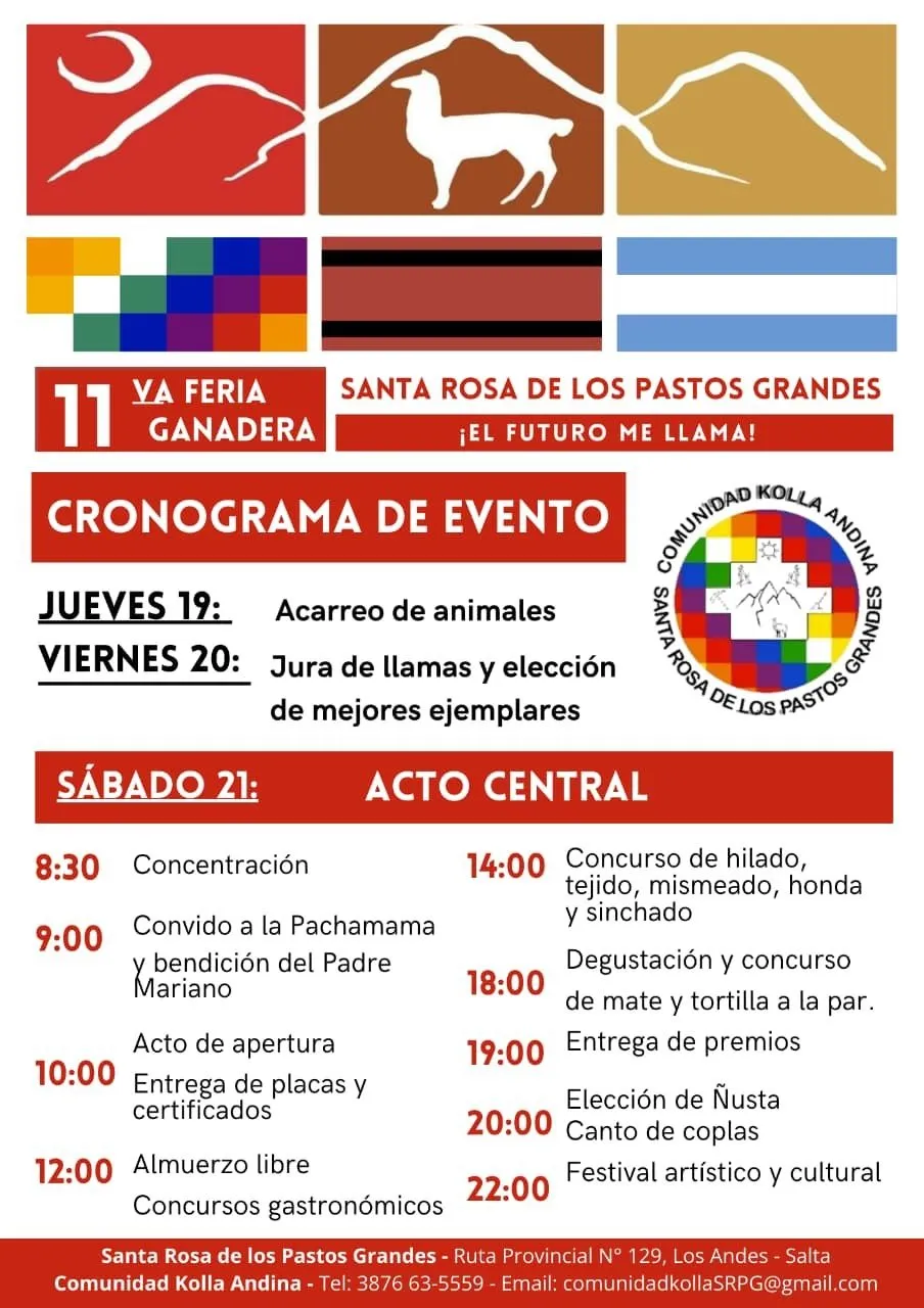 Feria Ganadera de la Llama 2026 en Santa Rosa de los Pastos Grandes.