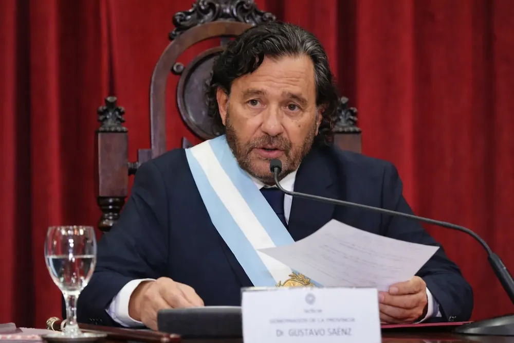 Gustavo Sáenz durante su discurso en la Apertura de Sesiones Ordinarias de la Legislatura.