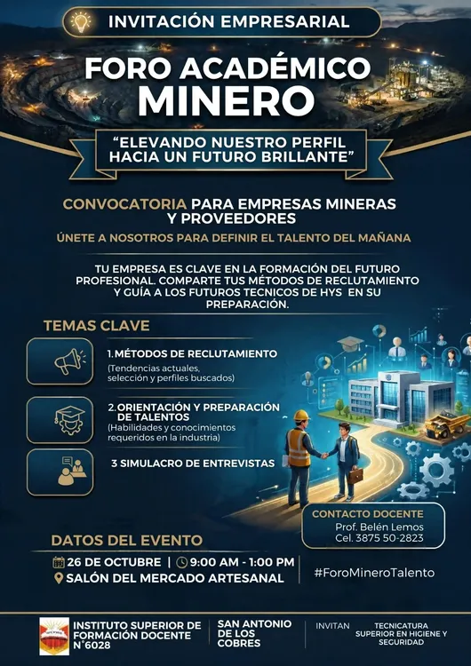Flyer del Foro Académico Minero.