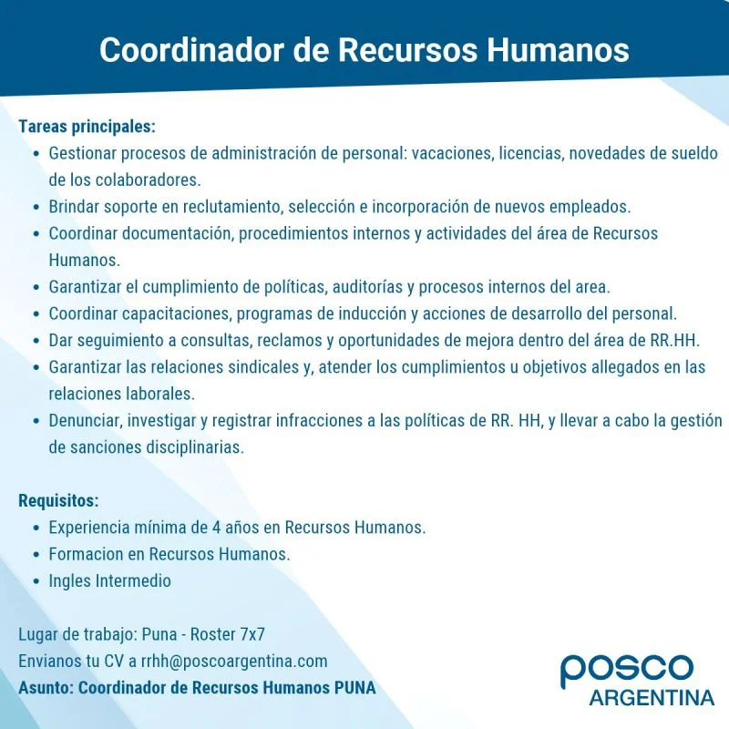 Búsqueda laboral en POSCO.